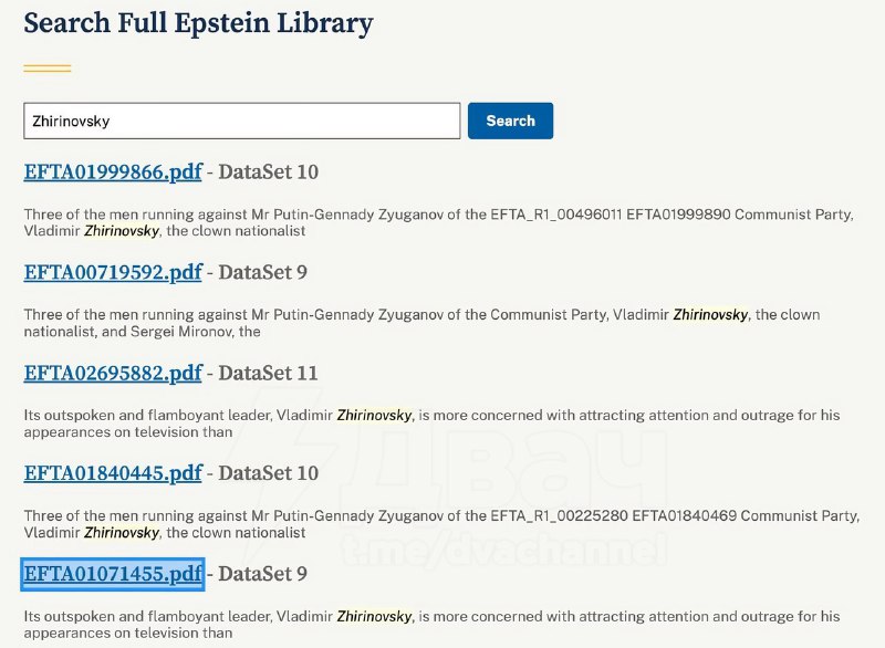 ❗️Владимир Жириновский попал в файлы Эпштейна — имя политика упоминается там пять раз
В трёх случая