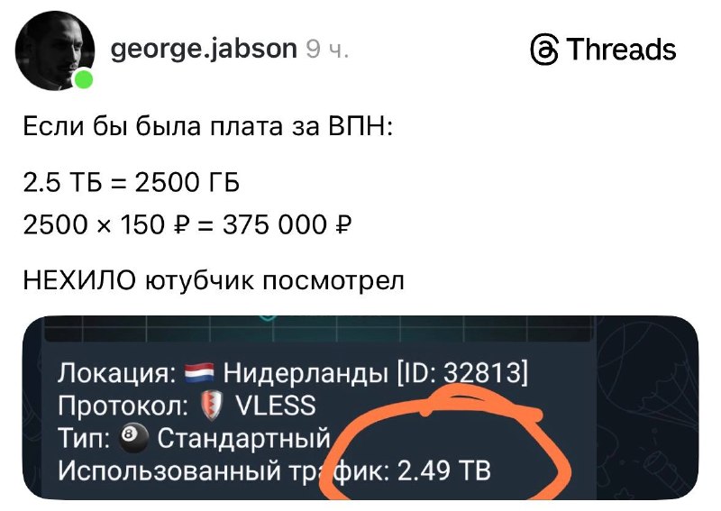 Россиянам придётся платить от 6 до 375 тысяч рублей в месяц за VPN. В сети подсчитали стоимость траф