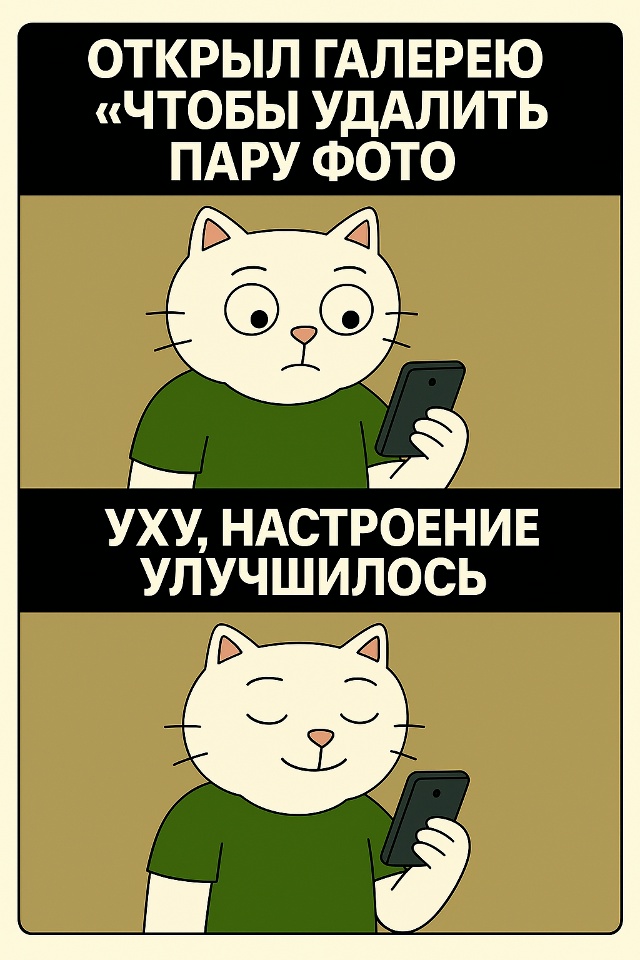 Иногда открываешь галерею «чтобы удалить пару фото»,
а...