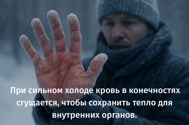 🥶 При сильном холоде кровь в конечностях сгущается —
...