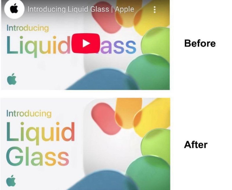 Apple пришлось поменять обложку видео на ютюбе, потому что их новая Liquid Glass превратилось в Liqu