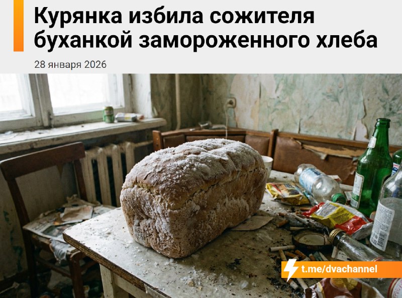 Россиянка избила сожителя замороженной буханкой хлеба за то, что он выпил всё бухло без неё
Под Кур