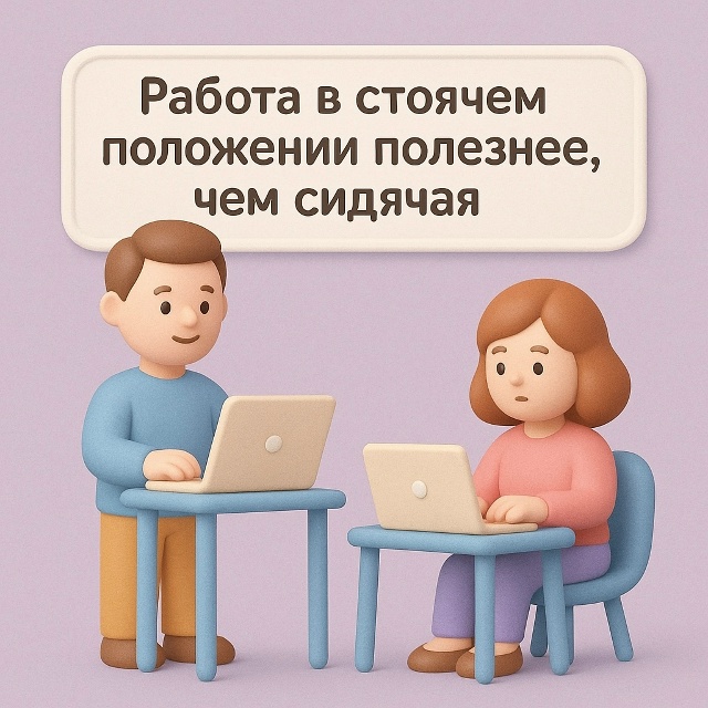Работа стоя полезнее сидячей
Стоячее положение снижа?...
