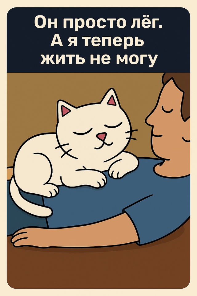 Кот. Просто кот. Лёг на грудь, закрыл глаза и начал мурч?...