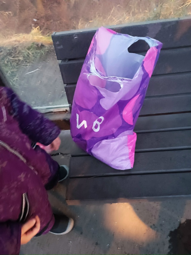 Второй день стоит пакет на остановке Озерское шоссе 2.У...