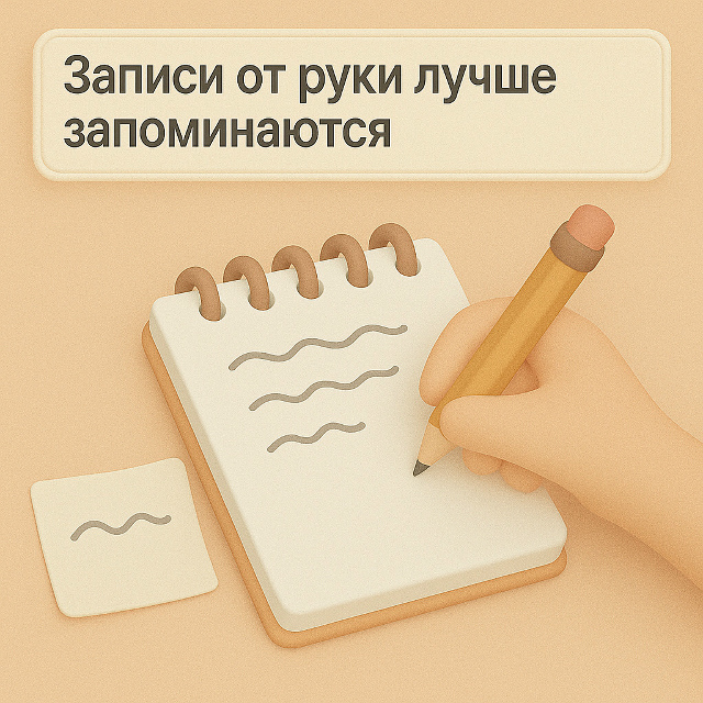 Записи от руки лучше запоминаются.
Когда ты пишешь,
вк?...