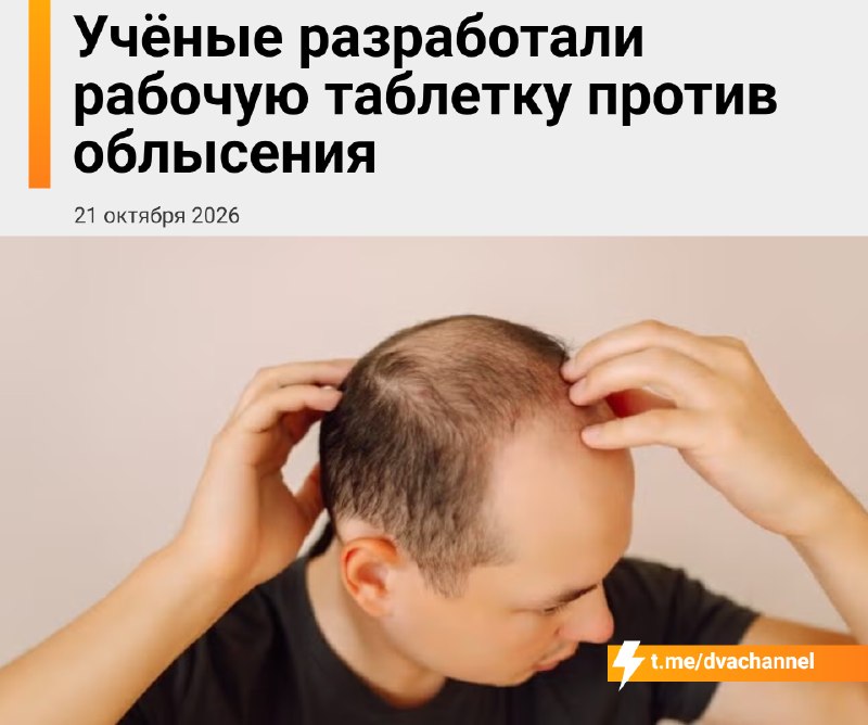 ⚡️Облысение В С Ё: учёные разработали таблетку против облысения.
Американская компания Veradermics