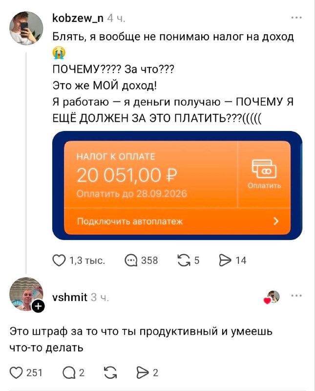 «Это штраф за то, что ты продуктивный».
В сети объяснили, как следует правильно воспринимать налог