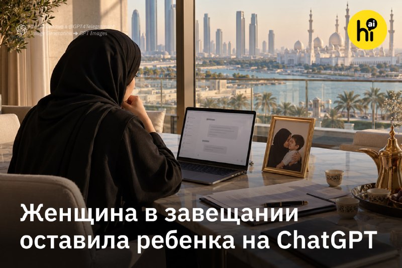 💻 Женщина в завещании оставила ребенка на ChatGPT
Жительница Абу-Даби внесла в проект завещания усл