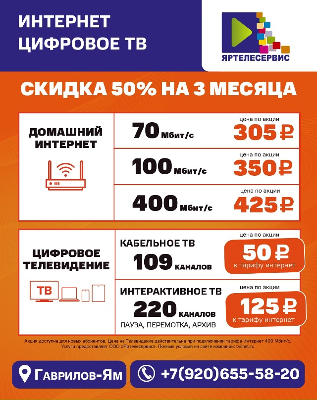 Успейте подключить интернет и Телевидение со скидкой 5...