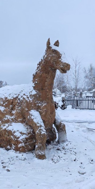 Якутский навозный скульптор слепил символ 2026 года — лошадь из коровьего говна
С декабря начал леп