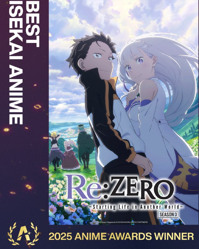 🏆«Re: ZERO 3» получило награду в номинации «Лучший исекай» на Crunchyroll Anime Awards 2025!