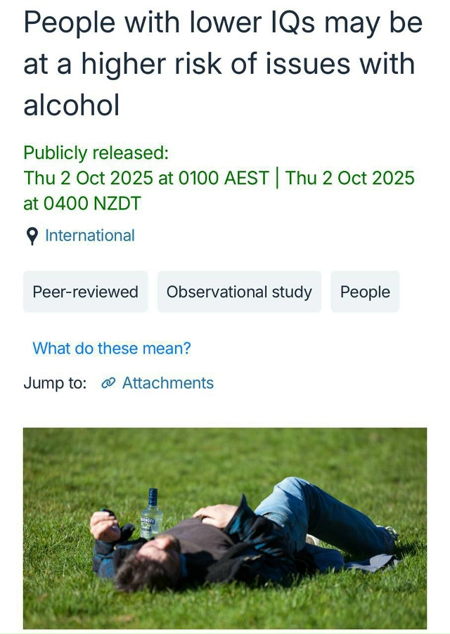 Низкий IQ — прямая дорога к алкоголизму, доказали учены...