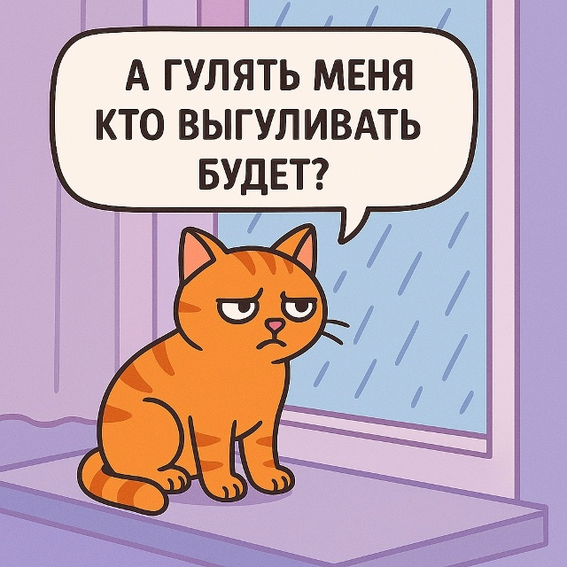 Кот явно не рад погоде