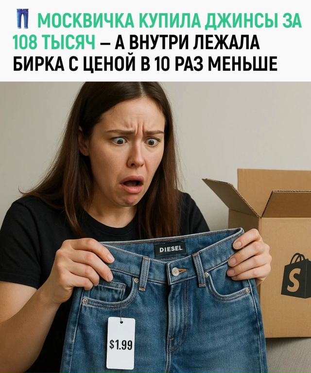 Жительница Москвы заказала джинсы Diesel за 108 тысяч рубл?...