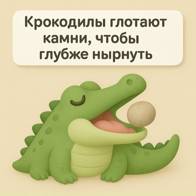 🐊 Камни для глубины
Крокодилы действительно глотают ...
