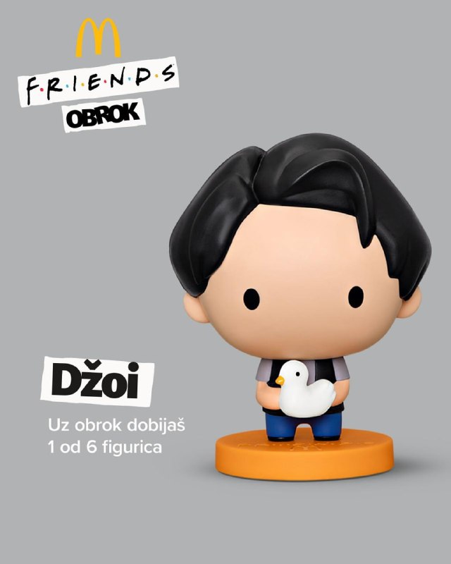 В Сербию добралась коллекция игрушек по «Друзьям» от McDonald's. Любимого персонажа можно выбрать ли