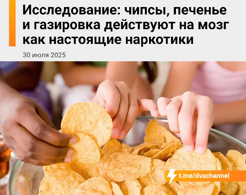 ⚡️Чипсы, сладости и газировка влияют на мозг как настоящие наркотики, подтвердили учёные
Исследован