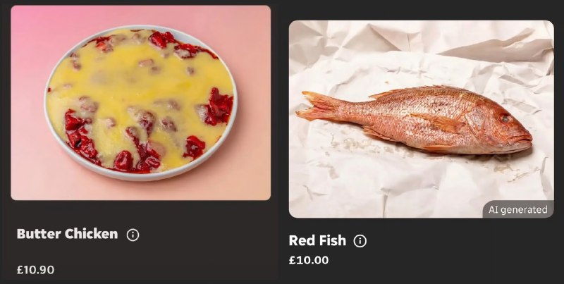 Британский сервис доставки еды Just Eat поручил нейросети сделать фотографии блюд, у которых не было