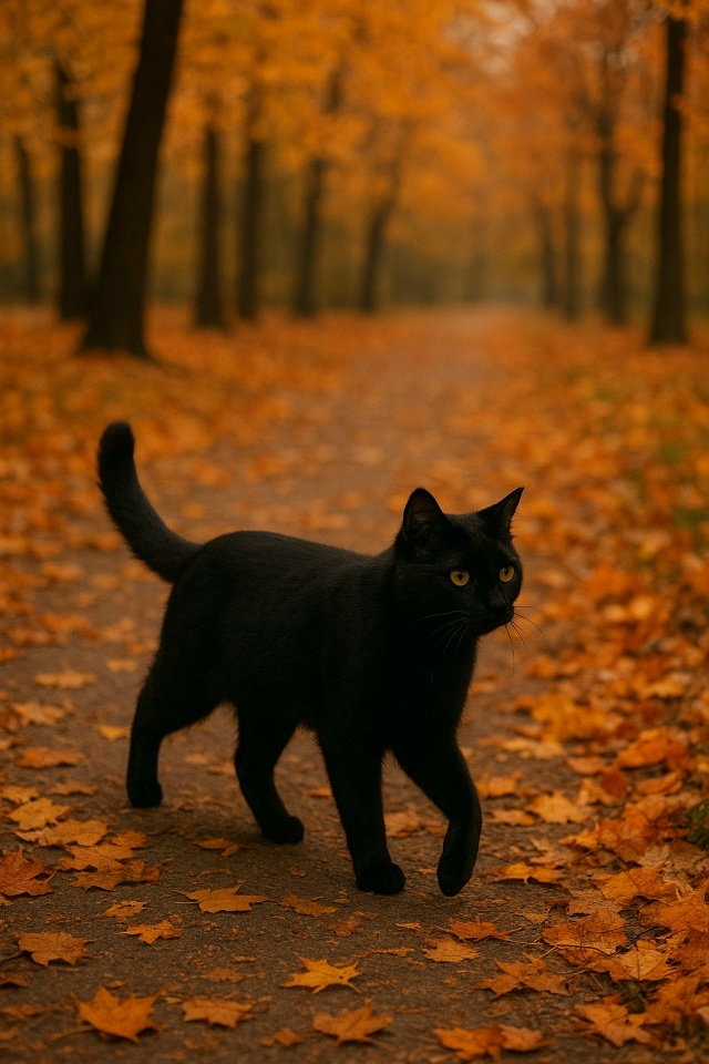 Кот и осень 🐈‍⬛🍁