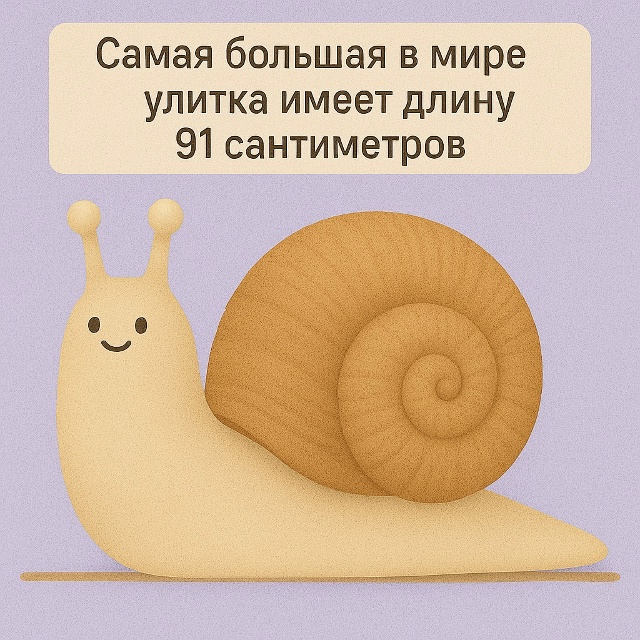 🐌 Улитка-рекордсменка
Самая большая в мире улитка мо?...