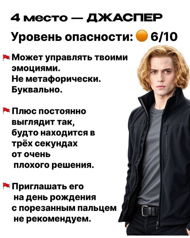 Ахах, в соцсетях запилили рейтинг опасности мужчин из «Сумерек» на основе подсчёта грин и ред флагов