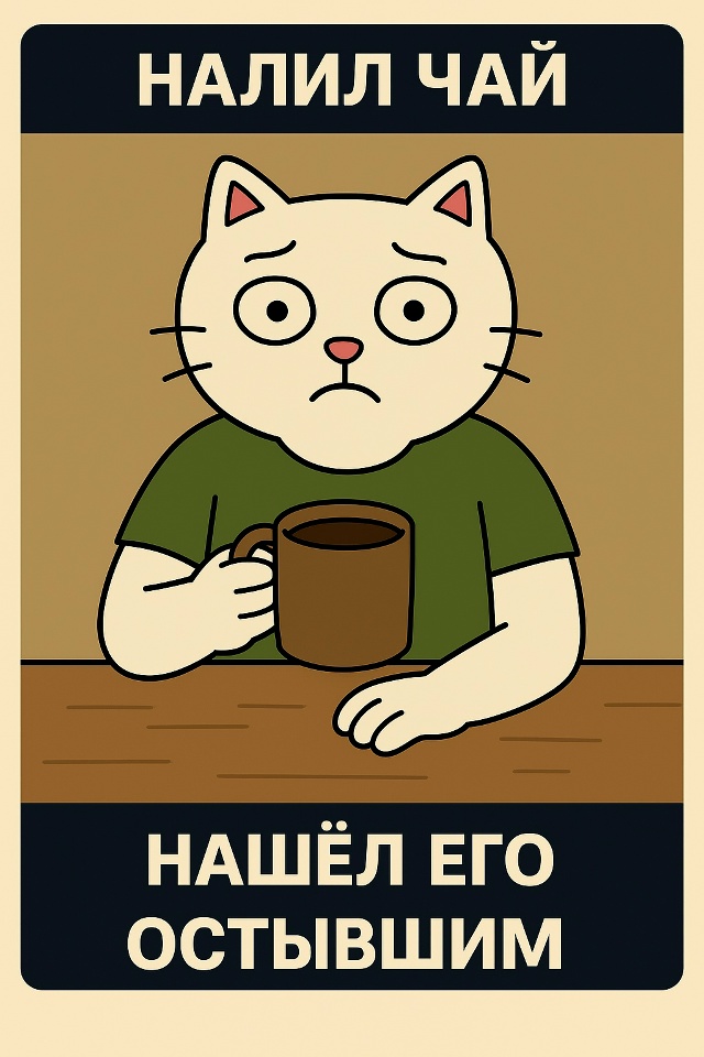 Хотел насладиться горячим напитком, но отвлёкся всего ...