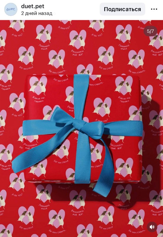 Милота: бренд Duet выпустил упаковочную бумагу для подарков подружке. На ней нарисованы крыски с над