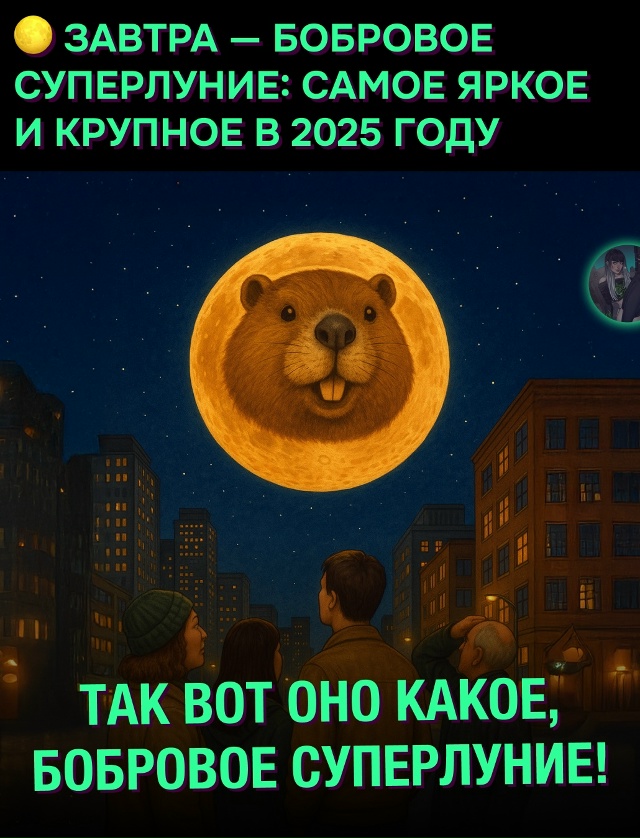 ❗ 5 ноября россияне смогут увидеть Бобровое Суперлуни?...