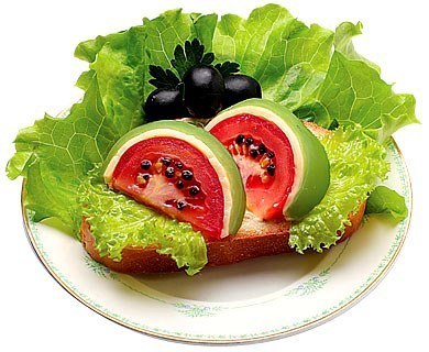 Бутерброд с «арбузом»
Ингнредиенты:
-нарезка из бело?...