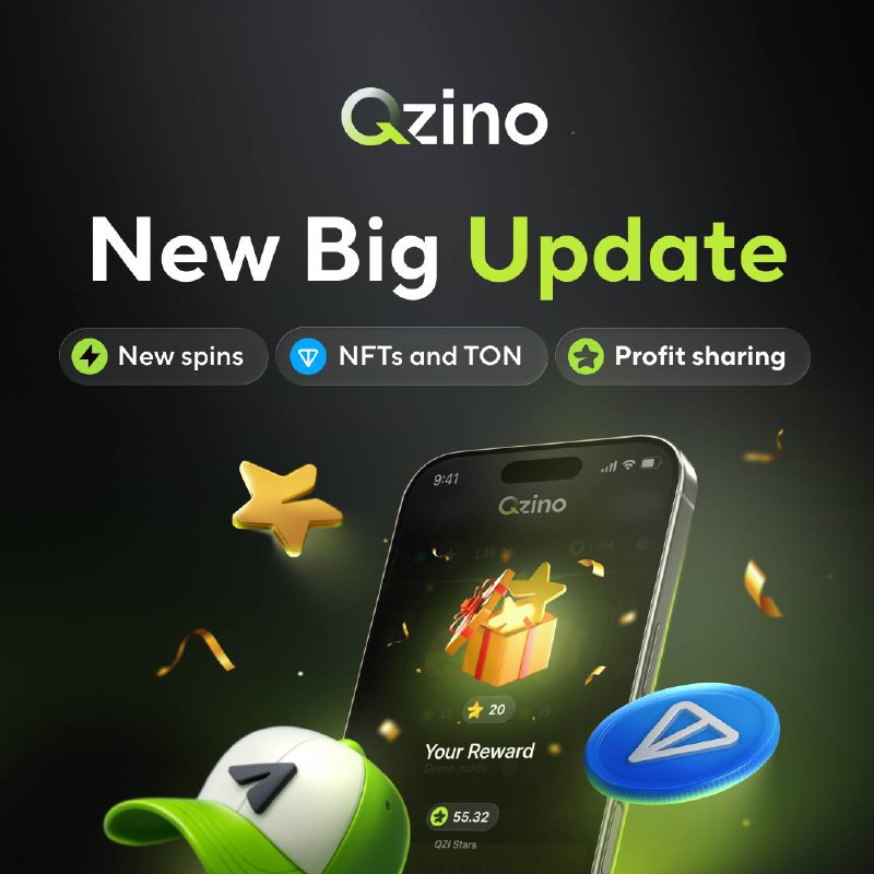 #Qzino
⏺Новые награды
Выигрывайте не только очки и ваучеры, но и NFT, TG Stars и TON.
⏺Платные вра