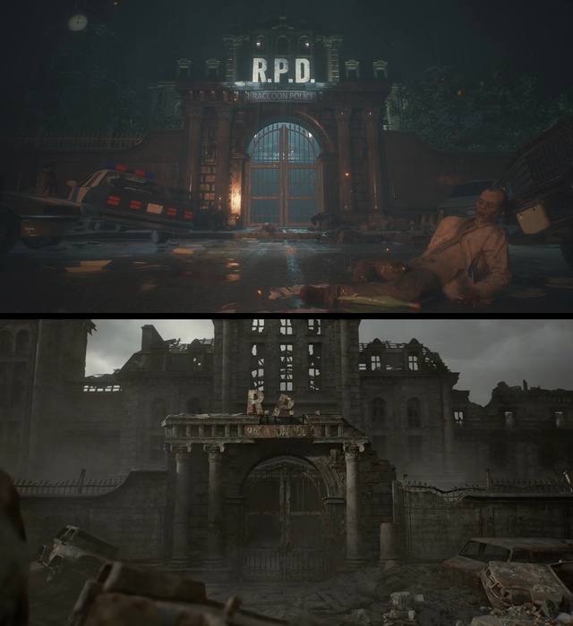 Сравнение Раккун-Сити до ядерного удара в Resident Evil 2, и п?...