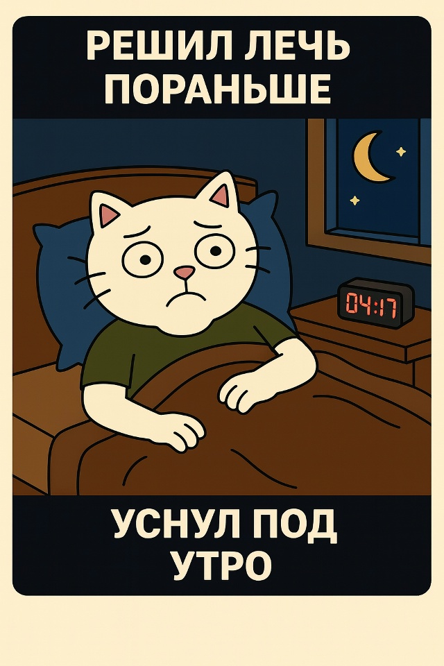 Собрался устроить себе полезный режим сна: лечь в кров?...
