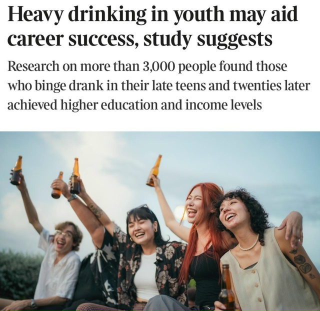 ? Исследование: молодые, которые пили, добились больш?...