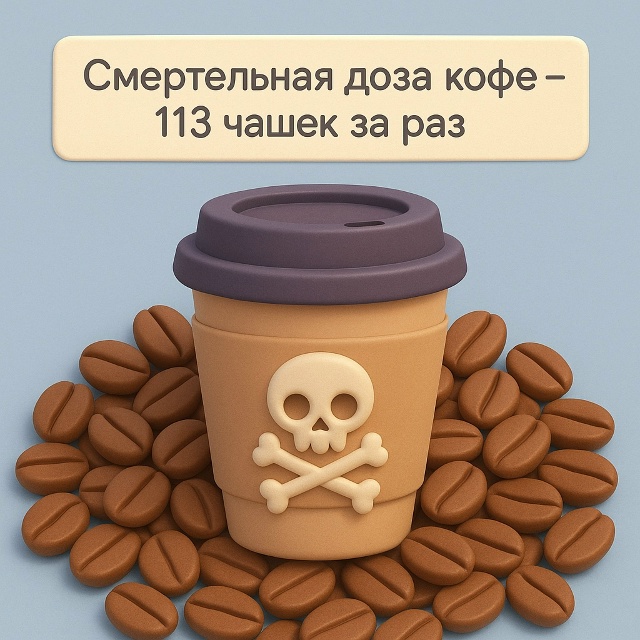 ☕ Бодрость с риском для жизни
Смертельная доза кофеин...