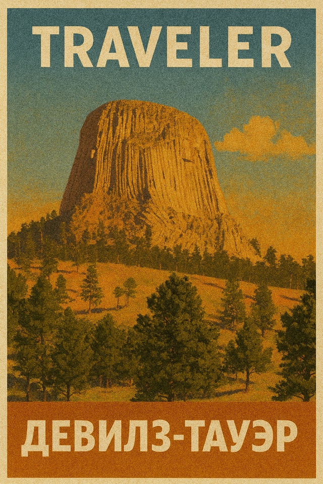 🌍 Девилз-Тауэр, США
Гигантская каменная башня, возвыш...