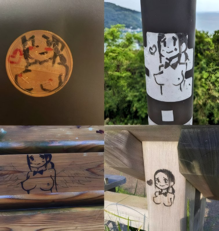 В Японии завёлся Эро-Бэнкси — он везде рисует одну и ту же анимешную тянку с голой грудью, сердечком