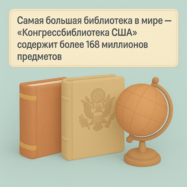 📚 Самая большая библиотека в мире —
Библиотека Конгр?...