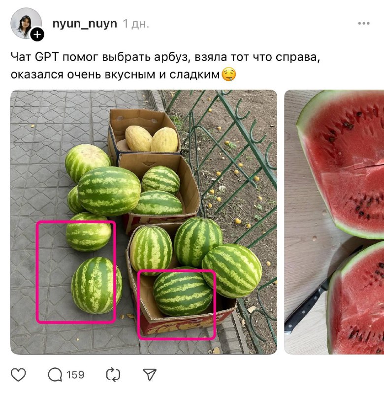 🤓 Многие теперь используют ChatGPT для выбора арбуза