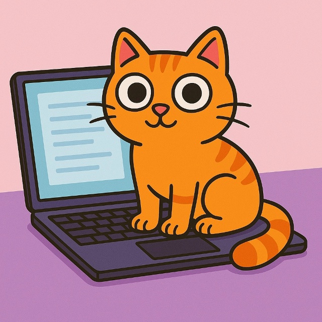 Когда кот садится на ноутбук, он не мешает — он просто ?...