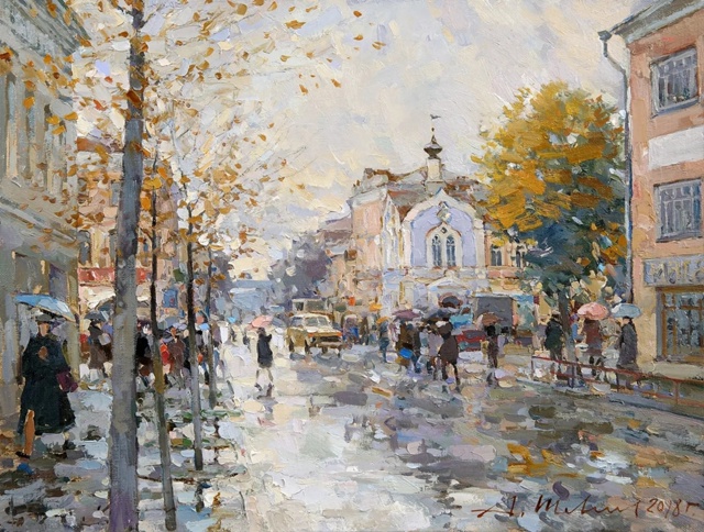 Осенний Рыбинск в работах художника Александра Шевелё...