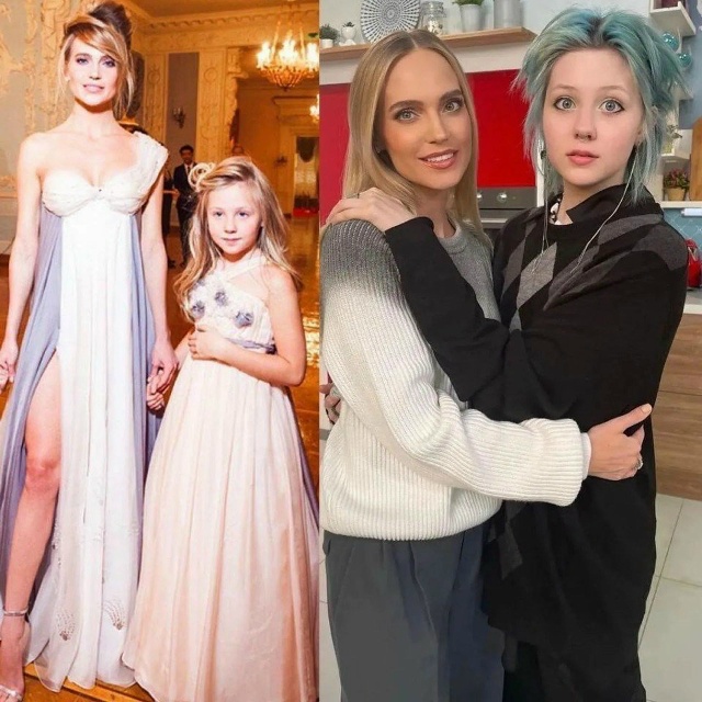 Певица Глюкоза со своей старшей дочкой 8 лет спустя.
До...