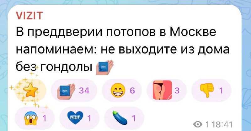У эсэмемщика Vizit свои предложения для спасения от половодья в Москве 😂
