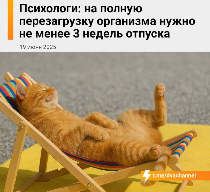 Чтобы полностью перезагрузить организм, нужно брать отпуск не меньше чем на три недели, выяснили пси