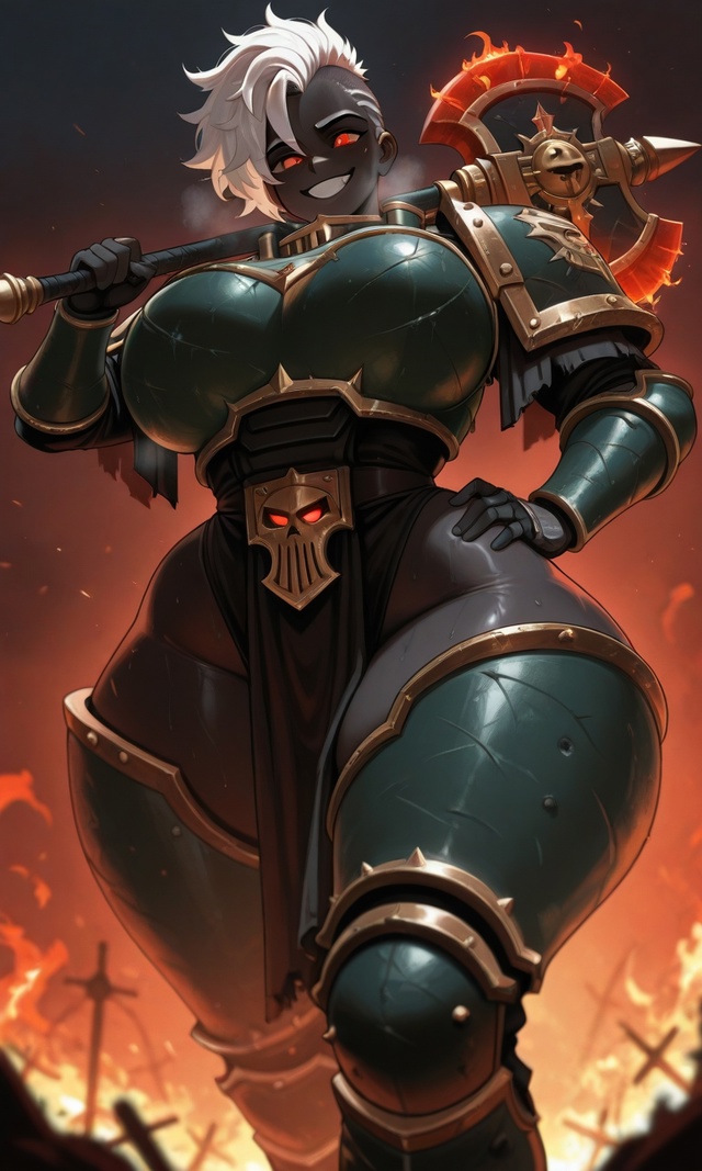 Персонаж: Fem Vulkan
Сеттинг: Warhammer 40K
Автор: Ai generated