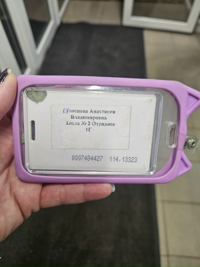 Найден пропуск у 2-ой школы, отдала на вахту!