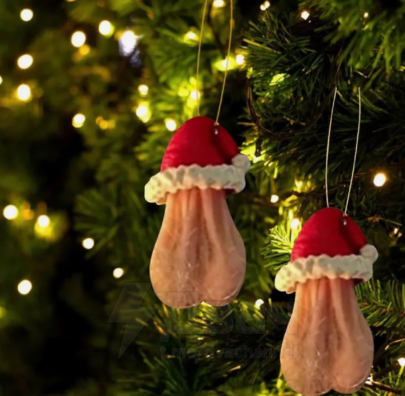 На российских маркетплейсах начали продавать идеальную ёлочную игрушку — волосатую мошонку в колпаке