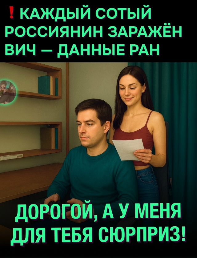 ‼ Среди мужчин 40–45 лет ВИЧ выявлен у каждого 25-го
В Ро?...