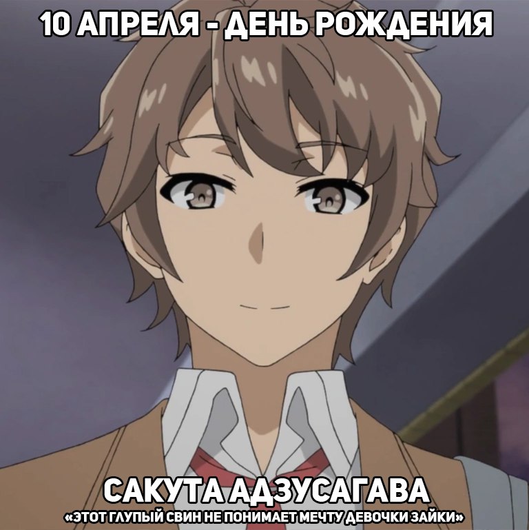 🎉10 апреля - День рождения Сакуты из аниме «Этот глупый свин не понимает мечту девочки зайки»