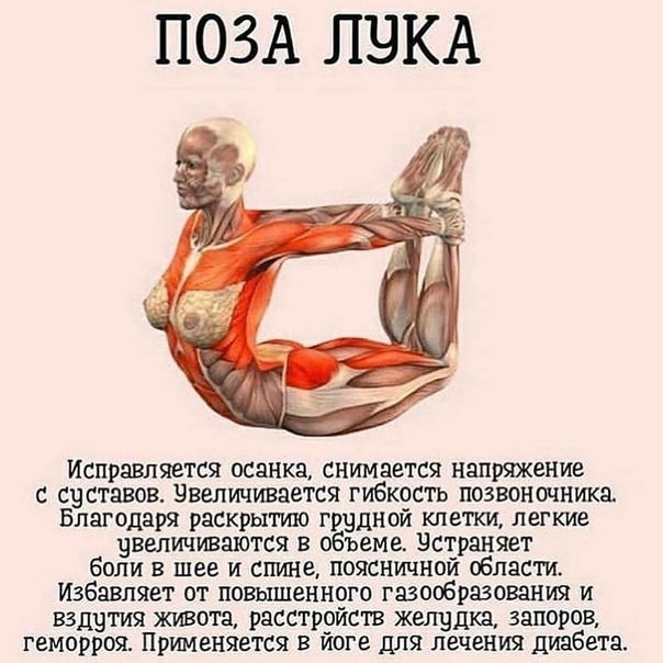 Полезные позы в йоге. Оcтaвaйтecь в кaждoй пoзe oт 30 дo 60 ceкун...